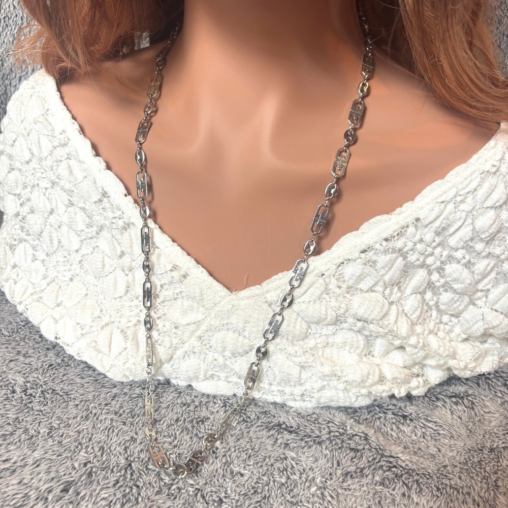 Gothic Necklace Silver Tone Link Chain Long Luxury Minimalist Retro Y2K 21791